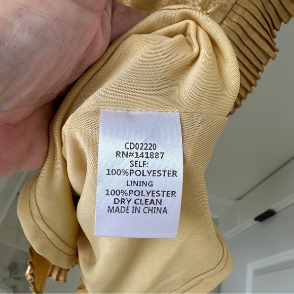 fab'rik Gold Sleeveless Ruffled Mini Dress Size Small - Picture 10 of 11